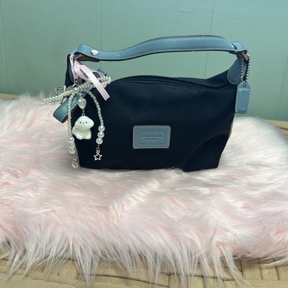 Vintage Mini coach bag Y2K Black And Baby blue - Picture 2 of 12
